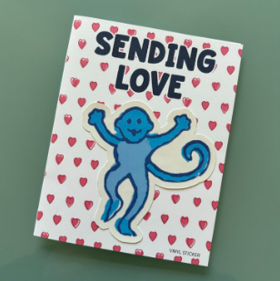 CAMP | FROM HOME BLUE MONKEY STICKER NOTE CARD
