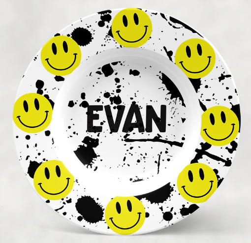 Personalized Bowl | Splatter Smiley Face