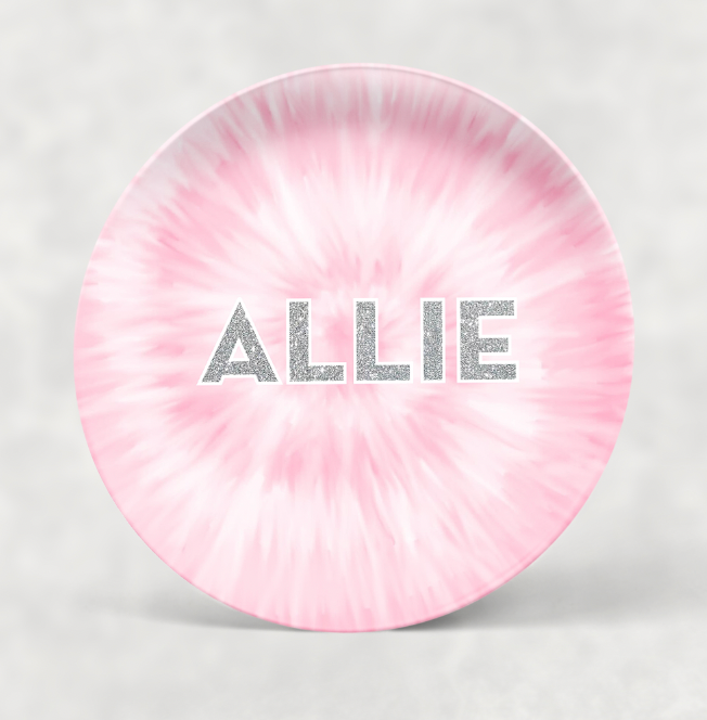 Personalized Plate | Light Pink Tie Dye - TD7