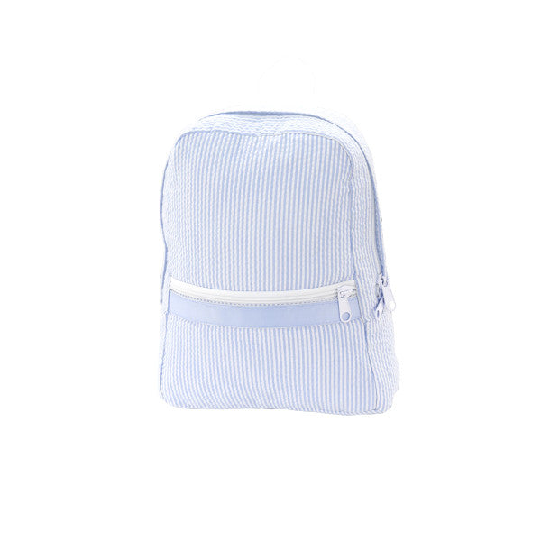 Small Backpack | Light Blue Seersucker