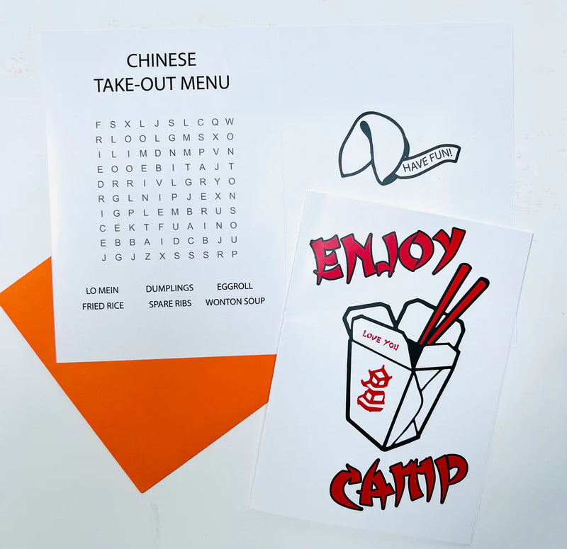 CAMP | ENJOY CAMP GREETING CARD WITH WORDSEARCH
