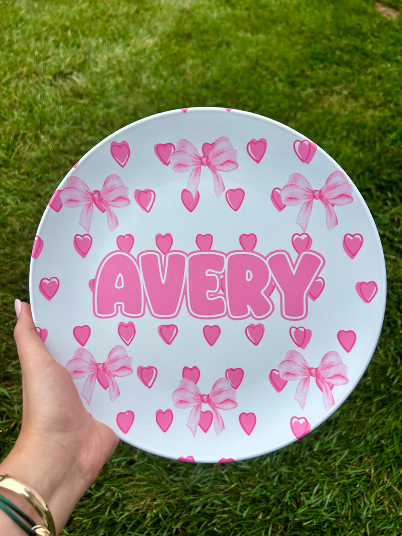 Personalized Plate | Hearts & Bows