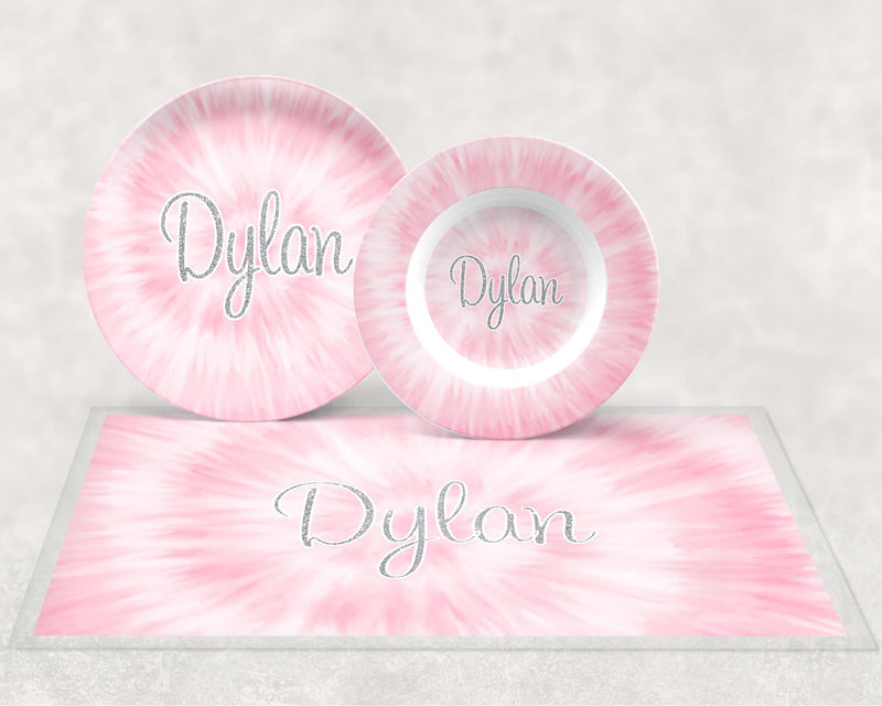 Personalized Plate | Light Pink Tie Dye