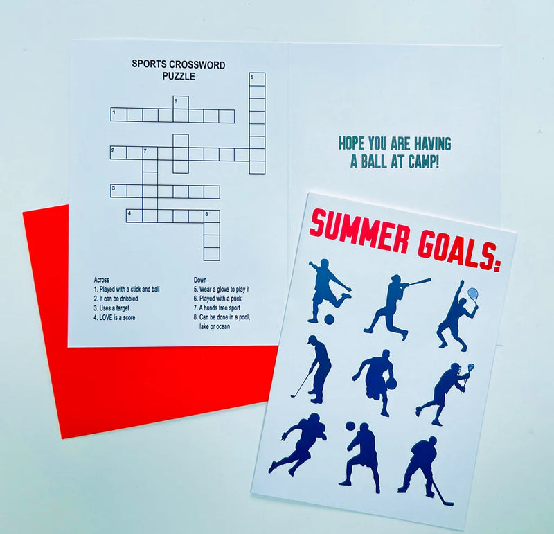CAMP | SUMMER GOALS CAMP GREETING CARD WITH CROSSWORD PUZZLE