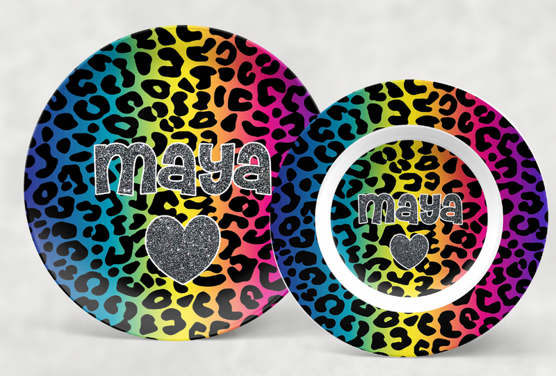 Personalized Plate | Rainbow Cheetah AP1
