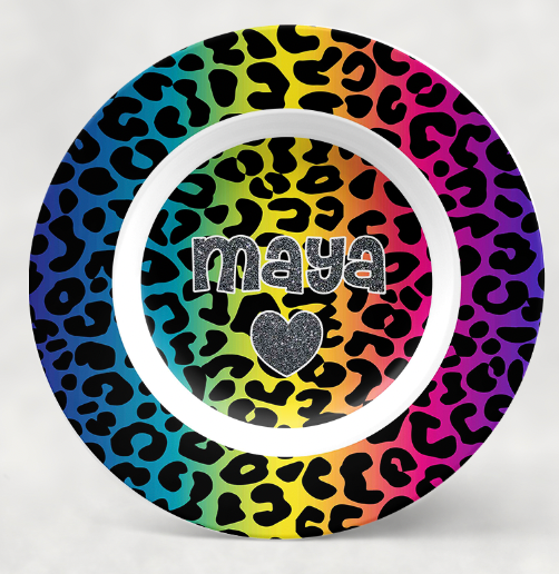 Personalized Bowl | Rainbow Cheetah