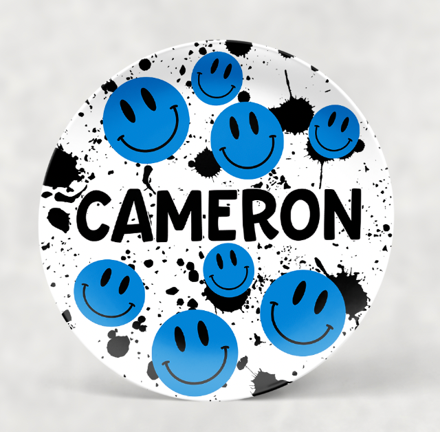 Personalized Plate| Blue Emojis EM8