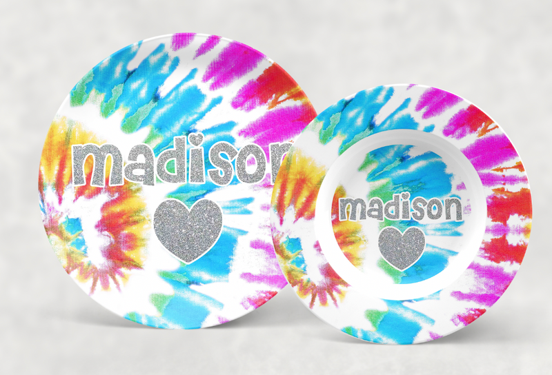 Personalized Plate | Primary Tie Dye
