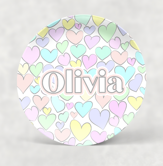 Personalized Plate | Pastel Hearts