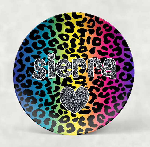 Personalized Plate | Rainbow Cheetah