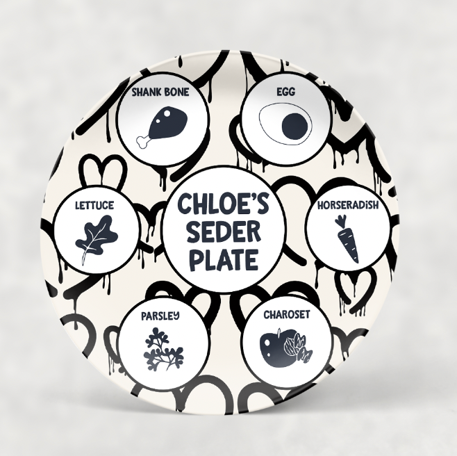 PASSOVER | BLACK AND WHITE DRIPPY HEARTS SEDER PLATE
