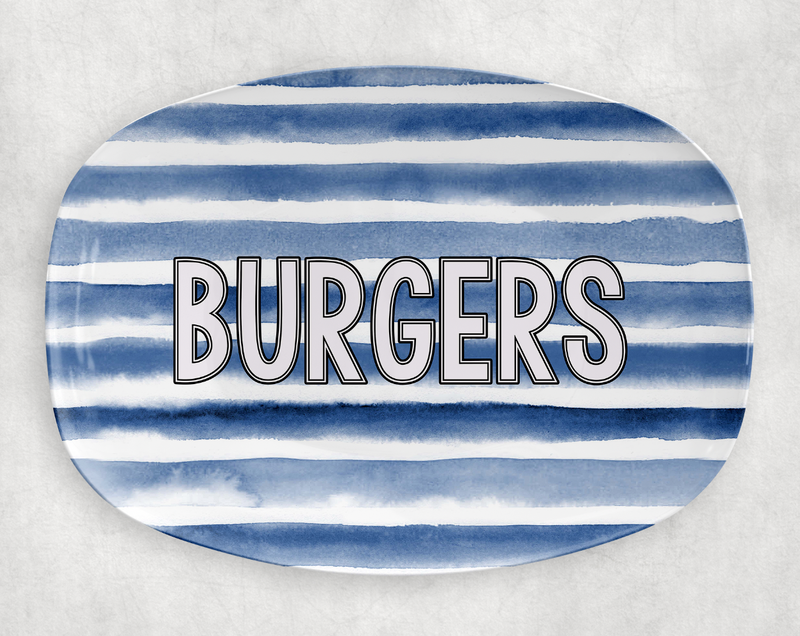 Personalized Platter | Blue Stripe Burgers