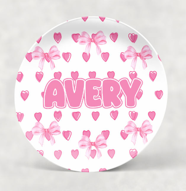 Personalized Plate | Hearts & Bows