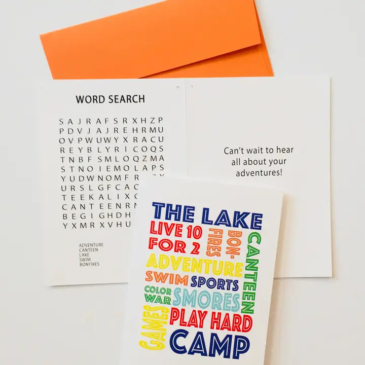 CAMP | CAMP WORDS LIVE 10 FOR 2 GREETING CARD WITH WORDSEARCH