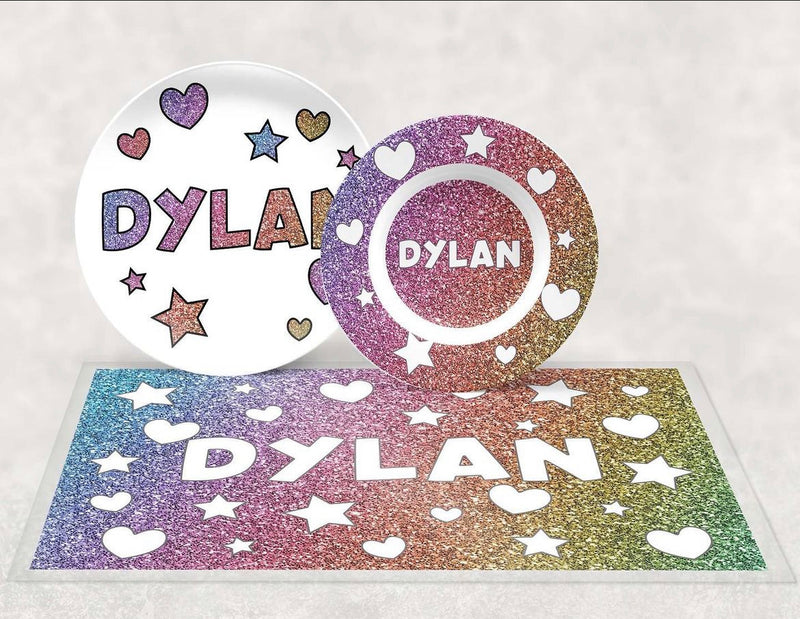 Personalized Bowl | Sparkle Hearts & Stars