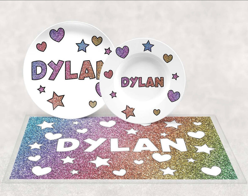 Personalized Bowl | Sparkle Hearts & Stars - H2