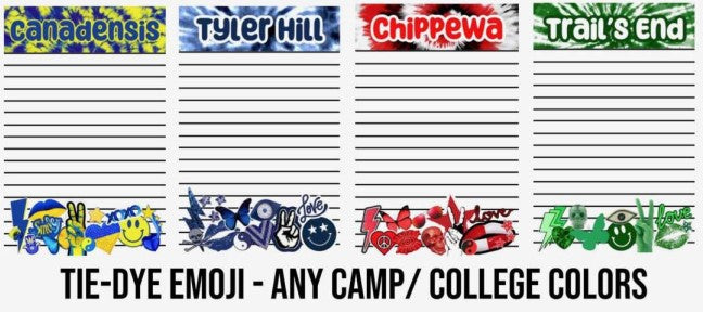 CAMP | TIE-DYE EMOJI CAMP COLORS STATIONERY | 50 SHEETS
