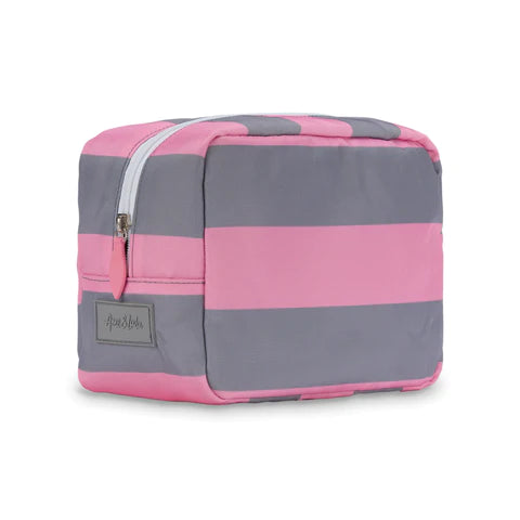 Classic Pouch | Pink & Grey Stripe