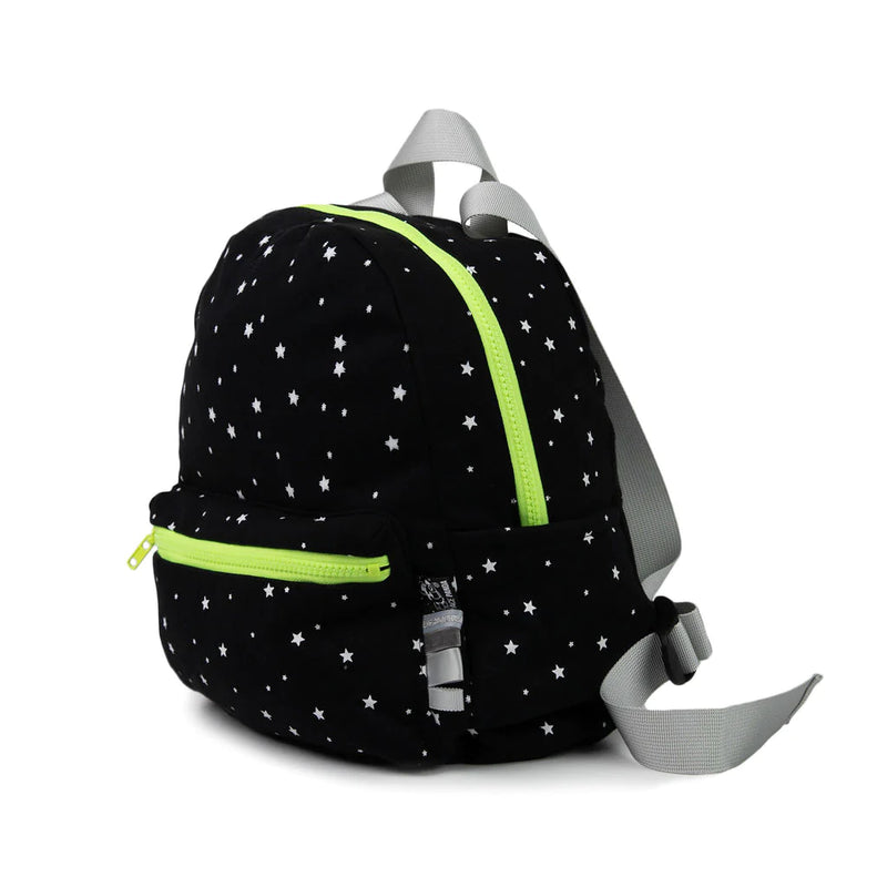 Space Panda Backpack | Black w/ White Stars & Yellow Zipper