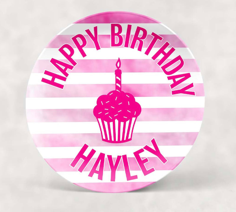 Personalized Plate | Happy Birthday Pink MG8