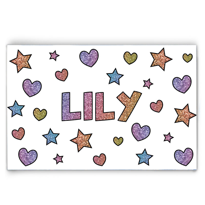 Personalized Placemat | Sparkle Hearts & Stars