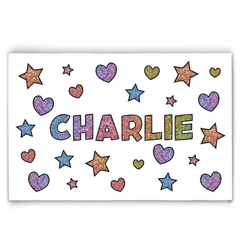Personalized Placemat | Sparkle Hearts & Stars
