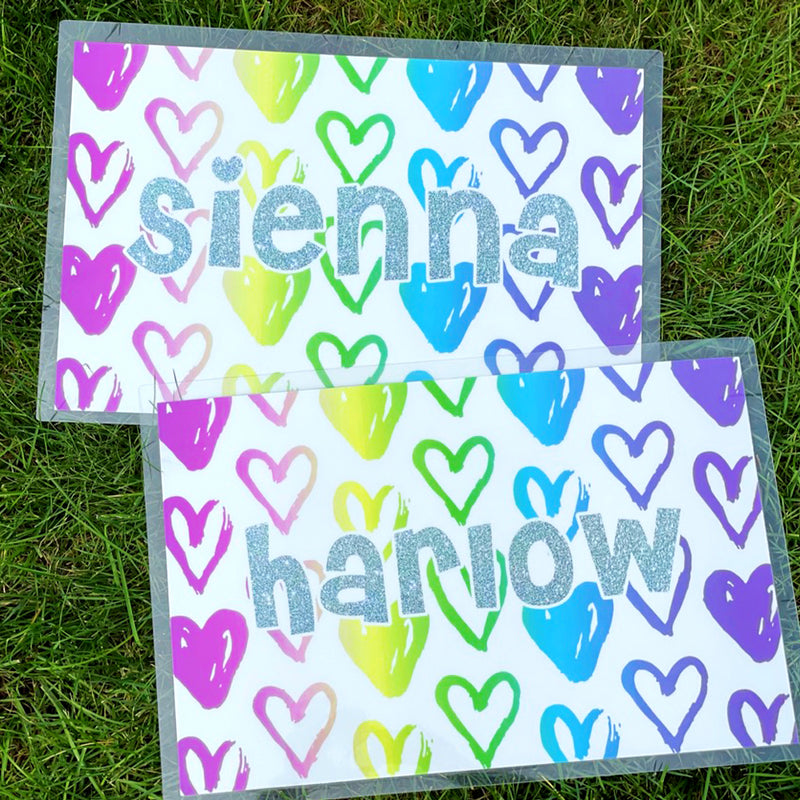 Personalized Placemat | Neon Hearts