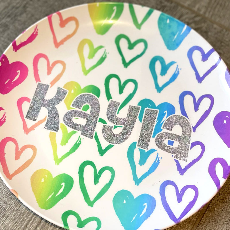 Personalized Plate | Neon Hearts - H1